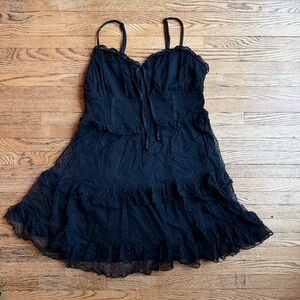 Whimsy Goth Layered Mini Dress Womens Medium Black Dark Romance Tulle Sweetheart